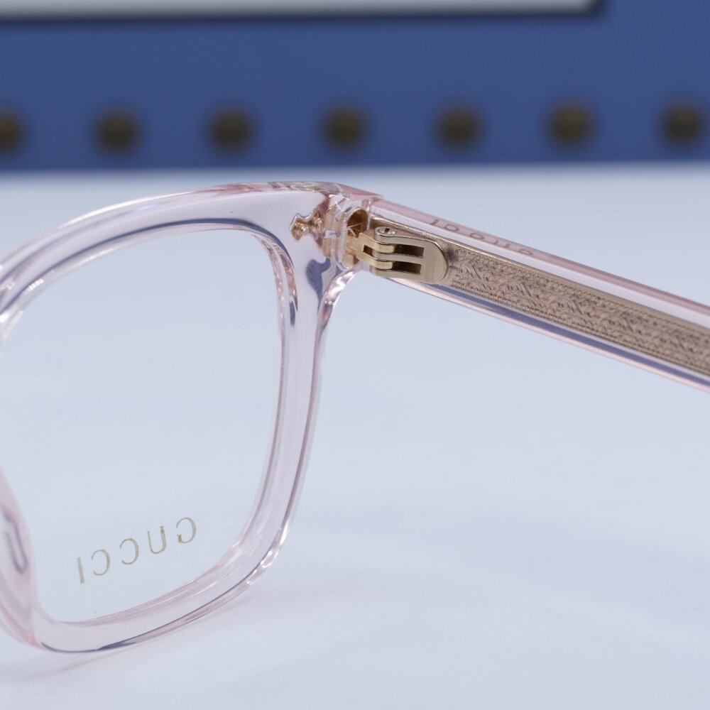 Gucci GG0184O 013 Square Eyeglasses - Transparent Pink 50mm - Picture 4 of 12